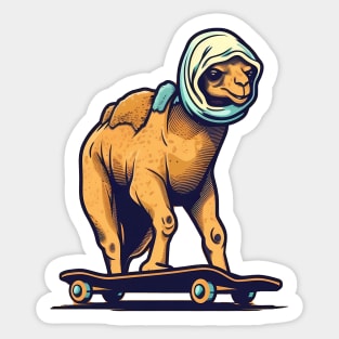 Humpy Thrills: Skateboarding Camel with Desert Swagger Sticker